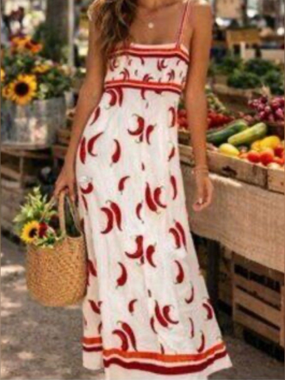 Rachel Zoe Hot Pepper linen blend maxi dress